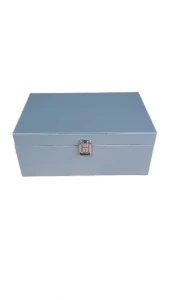 Porta-Joias Grande Cinza com Espelho e Chave - Artesanato e Personalizados