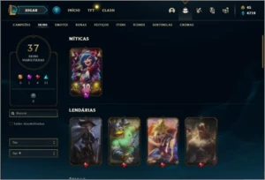 Conta ouro 4 com 37 skins e 68 champs ( MAIN ADC ) - League of Legends LOL