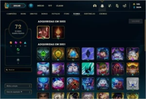 Conta Unranked (ex Platina) com 12 Skins e 40 Champs - League of Legends LOL