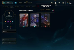 Conta bronze 4 com 21 Champs e 3 Skins + 350 RP - League of Legends LOL
