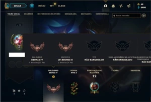 Conta bronze 4 com 21 Champs e 3 Skins + 350 RP - League of Legends LOL
