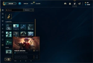 Conta bronze 4 com 21 Champs e 3 Skins + 350 RP - League of Legends LOL