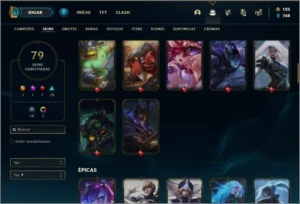 Conta bronze 2 com 88 champs e 79 skins - League of Legends LOL