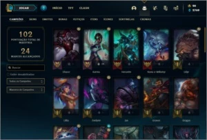 Conta platina 4 com 20 skins e 50 champs ( MAIN JG ) - League of Legends LOL