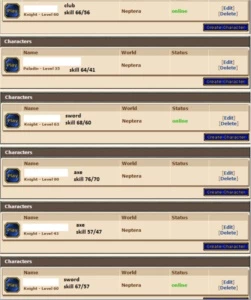 6 contas bot com set - Tibia