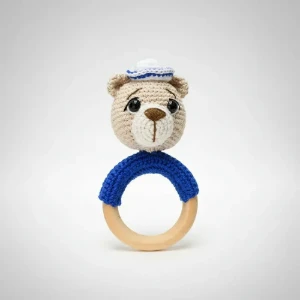 Mordedor Urso marinheiro em amigurumi - Artesanato e Personalizados