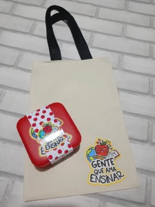 Kit Ecobag e Porta-Joias Personalizado para Professora - Artesanato e Personalizados