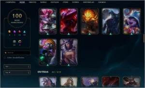 Conta platina 4 , 100 Skins na promoção - League of Legends LOL