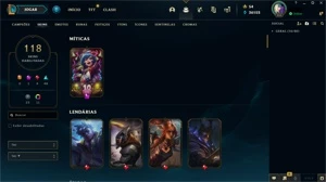 CONTA LOL, MMR BOM, TODOS CAMPEÕES 118 SKINS - League of Legends