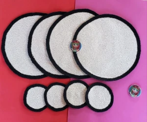 Kit Sousplat e Porta Copo em Crochê - Artesanato e Personalizados