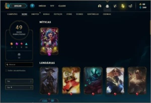 Conta platina 4 com 49 skins e 119 champs - League of Legends LOL