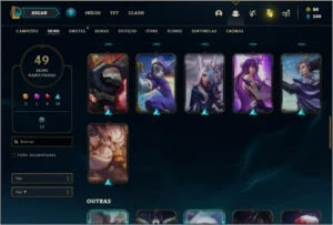 Conta platina 4 com 49 skins e 119 champs - League of Legends LOL