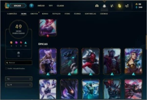 Conta platina 4 com 49 skins e 119 champs - League of Legends LOL