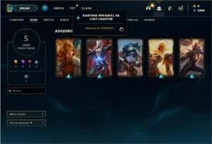 Conta prata 4 com 29 Champs e 5 Skins + 1 Fragmento - League of Legends LOL