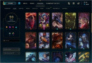 conta d3 20 skins - 44 fragmentos skins - League of Legends LOL