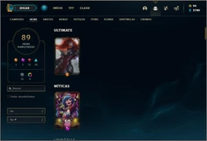 Conta platina 2 com 400k de yasuo, 94 champs e 89 skins - League of Legends LOL
