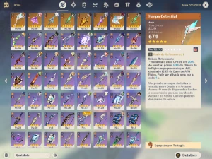 caramujo, childe, os 4 arcontes e mais 16 char e 9 armas 5 s - Genshin Impact