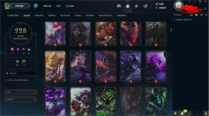 CONTA LOL PLATINA 4, MUITA SKIN MUITO INCONE ESPOLIO OTIMO - League of Legends