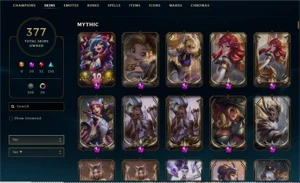 Conta LoL Lvl 476 - 377 skins (19 prestigios) 400k+ de lux - League of Legends