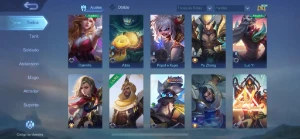 conta mobile legends honra mítica com wr alto e várias skins