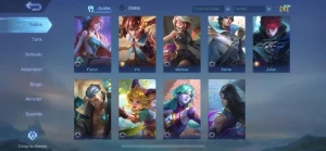 conta mobile legends honra mítica com wr alto e várias skins