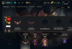 Bronze 3 com 70 Champs e 40 Skins ( Mais de 25 Jogos ) - League of Legends LOL