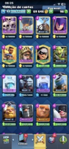 Clash Royale level 43, várias cartas maximizadas