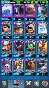 CONTA CLASH ROYALE NIVEL 11 COM 95000 OURO E 1800 GEMAS