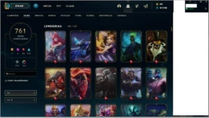 Conta LoL com 761 skins habilitadas incluindo 6 vitoriosas - League of Legends