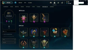 Conta LoL com 761 skins habilitadas incluindo 6 vitoriosas - League of Legends