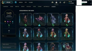 Conta LoL com 761 skins habilitadas incluindo 6 vitoriosas - League of Legends