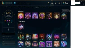 Conta LoL com 761 skins habilitadas incluindo 6 vitoriosas - League of Legends