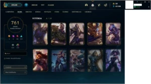 Conta LoL com 761 skins habilitadas incluindo 6 vitoriosas - League of Legends