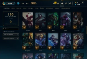 Mestre com 65 Champs e 12 Skins - League of Legends LOL