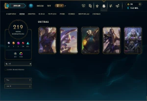 Ouro 1 com TODOS os champs e 219 Skins ( Nivel 870 ) - League of Legends LOL