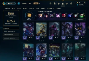 Ouro 1 com TODOS os champs e 219 Skins ( Nivel 870 ) - League of Legends LOL