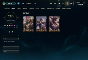 Platina 4 com TODOS os Champs e 203 Skins +4 Prestigios - League of Legends LOL