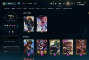 Platina 4 com TODOS os Champs e 203 Skins +4 Prestigios - League of Legends LOL
