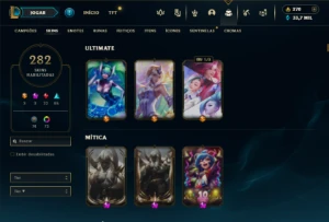 Esmeralda 4 com TODOS os champs e 282 Skins + 9 Vitoriosas - League of Legends LOL