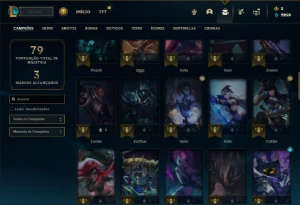 Esmeralda 2 e Mestre na Flex com 65 Champs e 22 Skins - League of Legends LOL