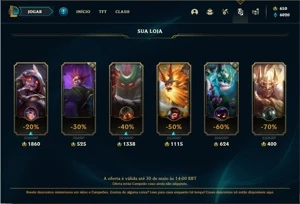 Conta unranked com 25 Champs e 5 Skins + 650 RP - League of Legends LOL