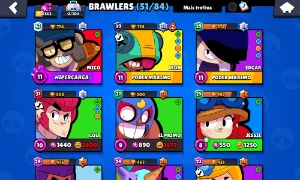 Conta brawl stars 50 brawlers, muitas skins