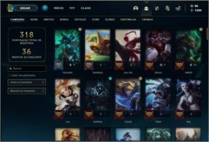Conta platina 4 com 97 champs e 94 skins +1 Prestigio - League of Legends LOL