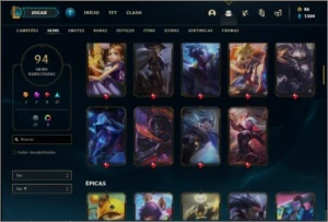 Conta platina 4 com 97 champs e 94 skins +1 Prestigio - League of Legends LOL