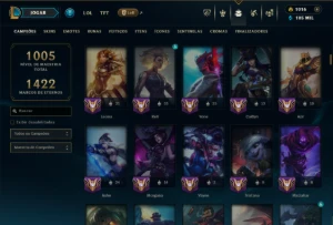 Ouro 4 com TODOS os Champs e 356 Skins +6 Prestigios - League of Legends LOL