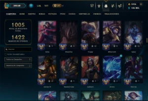 Ouro 4 com TODOS os Champs e 356 Skins +6 Prestigios - League of Legends LOL