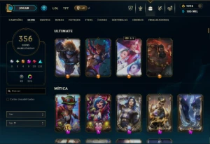 Ouro 4 com TODOS os Champs e 356 Skins +6 Prestigios - League of Legends LOL