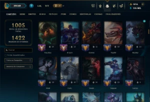 Ouro 4 com TODOS os Champs e 356 Skins +6 Prestigios - League of Legends LOL