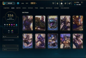 Ouro 4 com TODOS os Champs e 356 Skins +6 Prestigios - League of Legends LOL