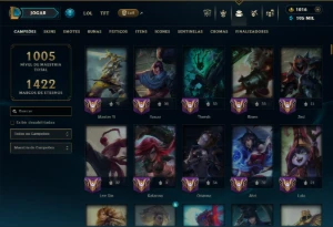 Ouro 4 com TODOS os Champs e 356 Skins +6 Prestigios - League of Legends LOL